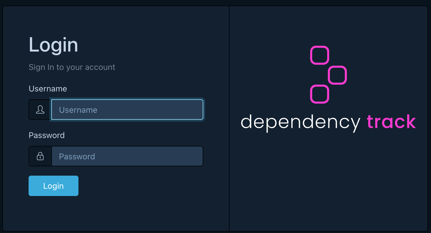 Dependency-Track 로그인 화면